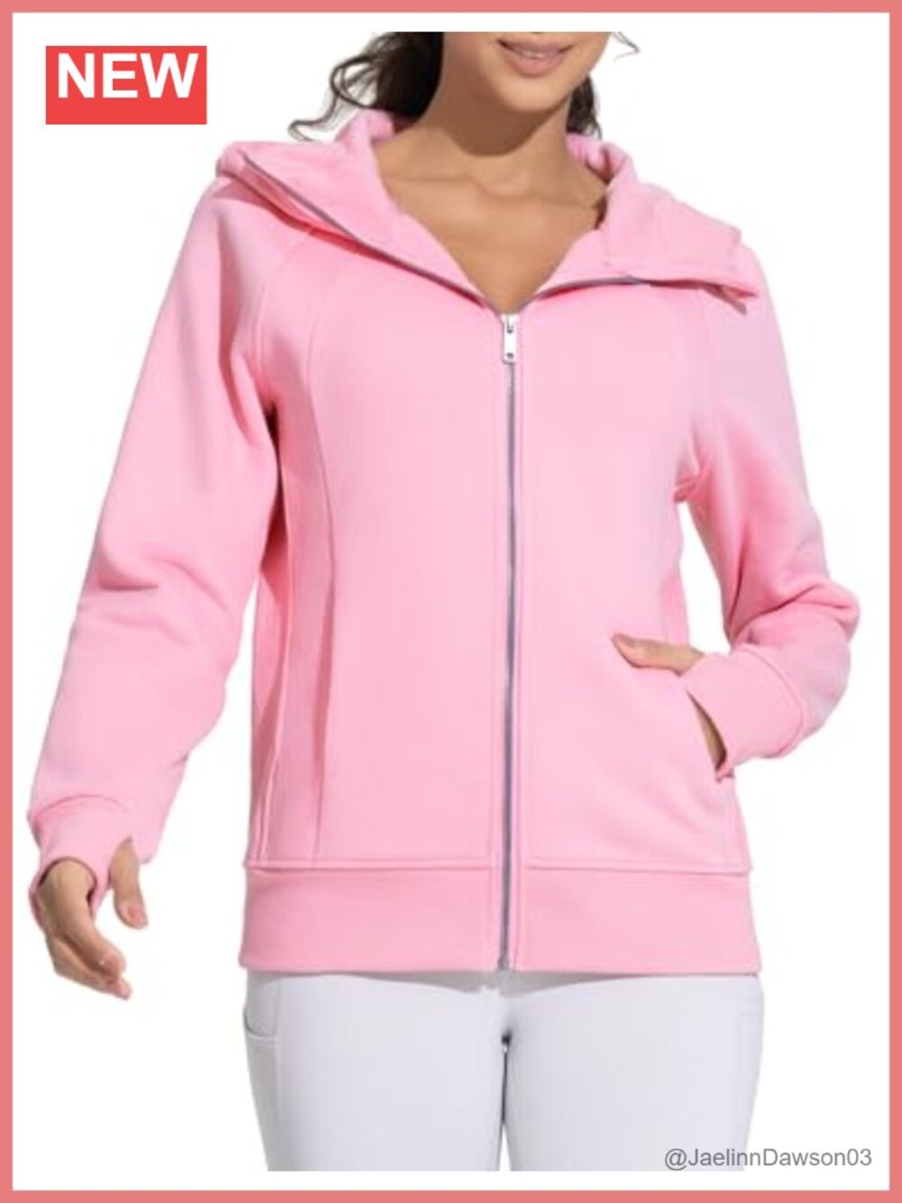 Full Zip Fleece Workout Hoodie Thumbholes Pockets Active